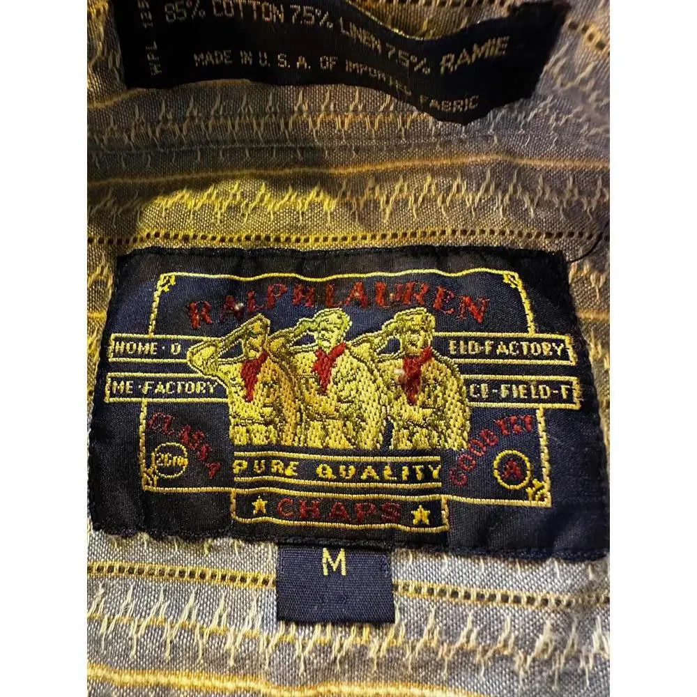 Vintage Chaps Ralph Lauren Linen Blend Shirt USA M - Picture 3 of 4